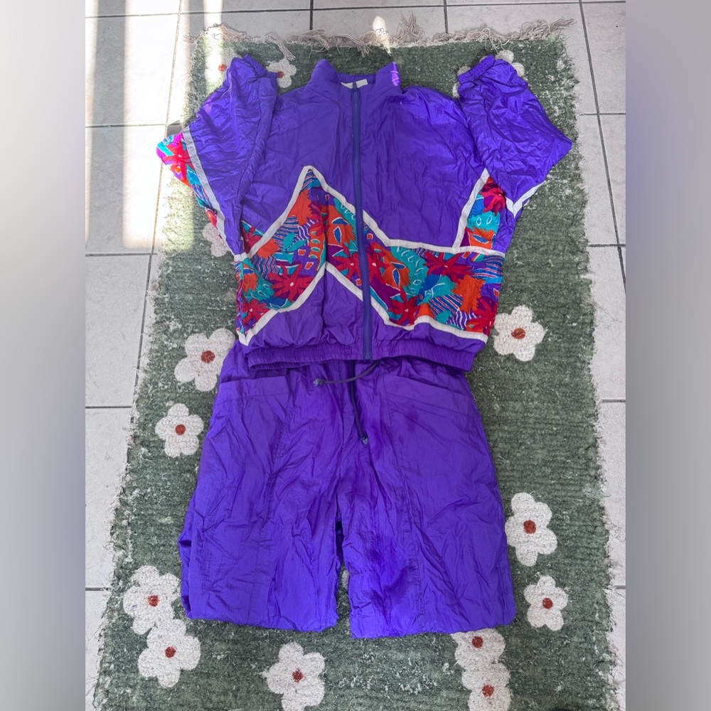 Vibrant Purple Two-Piece Outfit size M
 vintage windbreaker set
